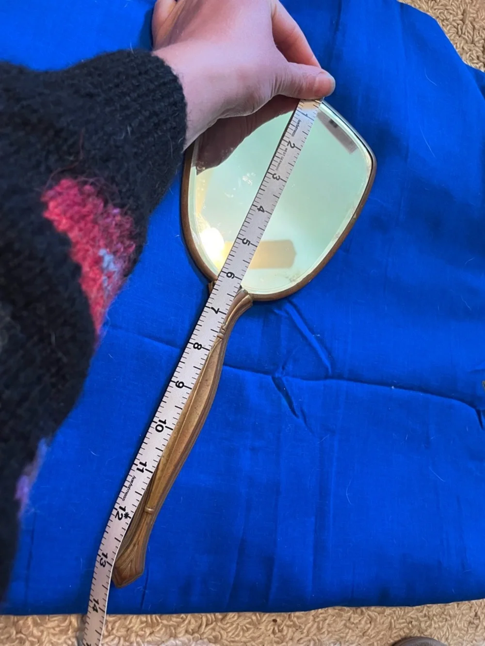 Vintage dried leaves handheld mirror